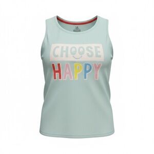 EUC Secret Treasures Cut Off Sleeves Mint “Choose Happy” Graphic Tee -Size Small